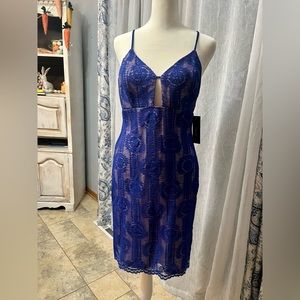 Lulu's Blue Lace Midi Dress